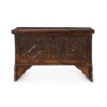 A CONTINENTAL CARVED FRUITWOOD COFFER