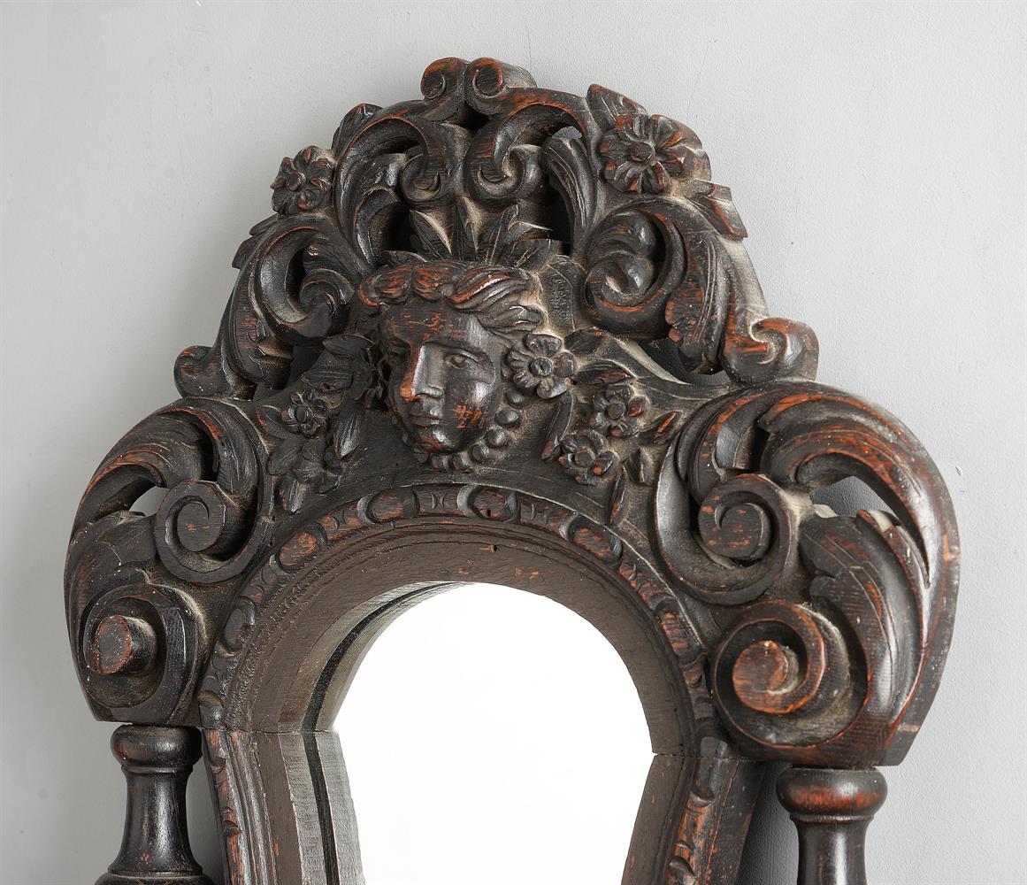 A PAIR OF CARVED OAK WALL MIRRORS IN LATE 17TH CENTURY STYLE - Image 2 of 3