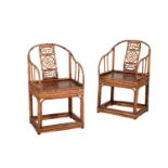 A PAIR OF CHINESE BAMBOO ARMCHAIRS