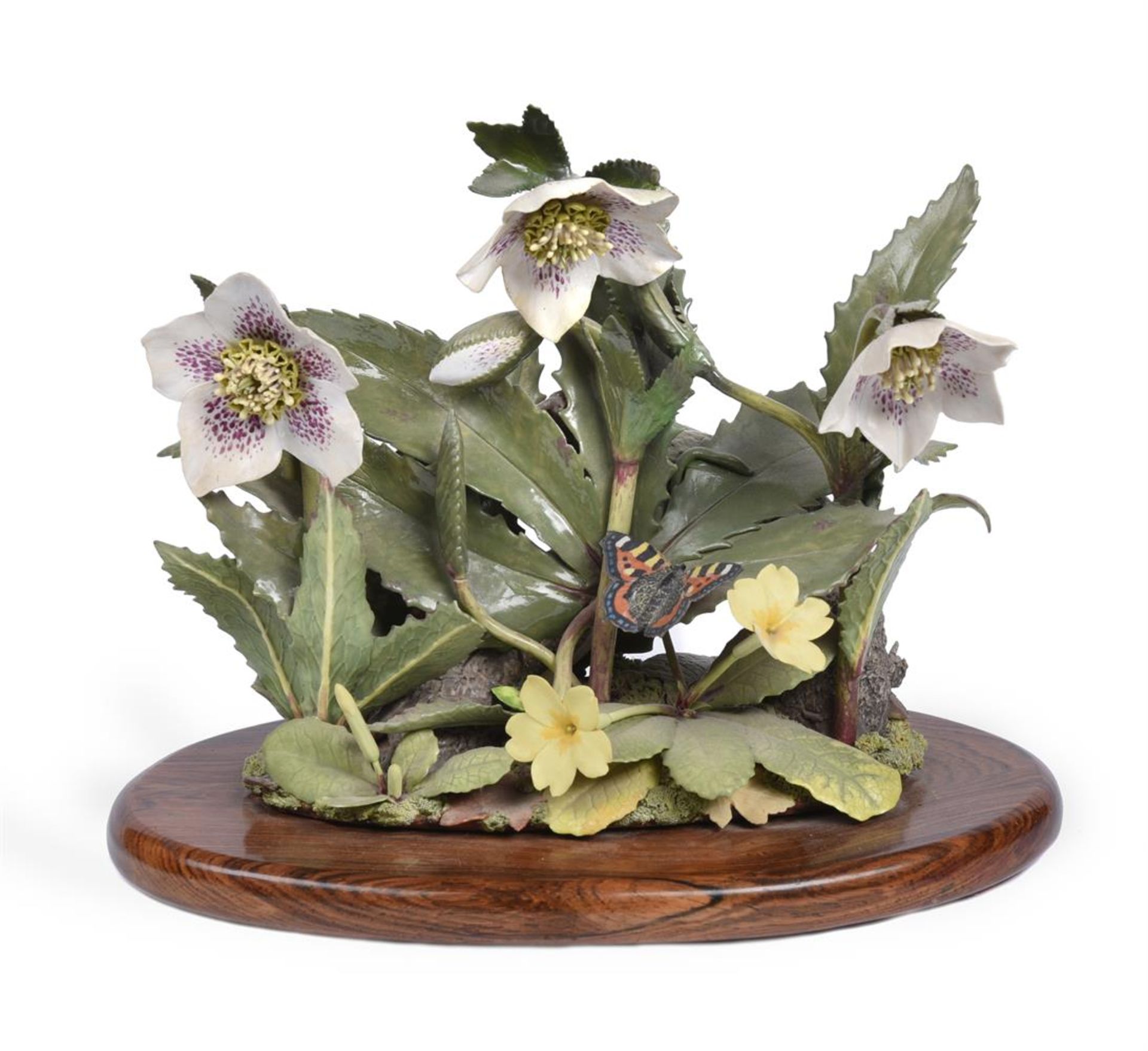 Y PATRICK O'HARA 'HELLEBORES' ON A SHAPED HARD WOOD BASE