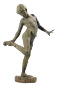 A PATINATED BRONZE GARDEN MODEL OF A YOUTH