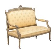 A CARVED AND PAINTED SOFA OR CANAPEIN LOUIS XVI STYLE