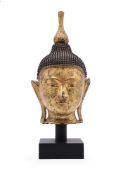 A BURMESE LACQUER HEAD OF BUDDHA20TH CENTURYthe head 42cm high