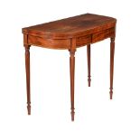 Y A GEORGE IV MAHOGANY ROSEWOOD BANDED, AND INLAID CARD TABLE