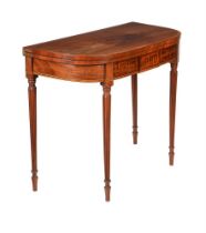 Y A GEORGE IV MAHOGANY ROSEWOOD BANDED, AND INLAID CARD TABLE