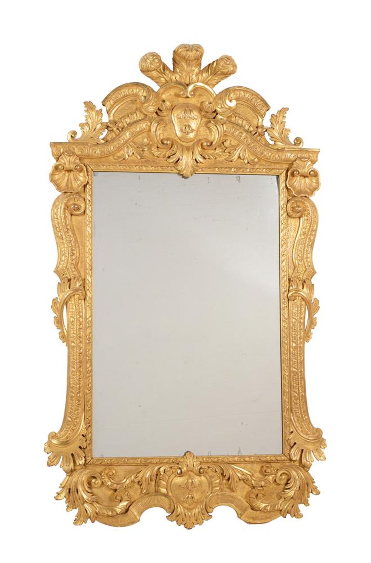 A CONTINENTAL GILTWOOD WALL MIRROR