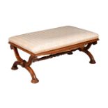 Y A WILLIAM IV ROSEWOOD AND UPHOLSTERED RECTANGULAR STOOL