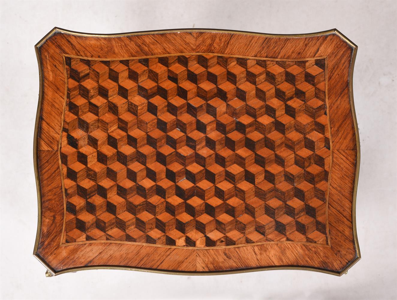 A FRENCH PARQUETRY AND GILT METAL MOUNTED SIDE TABLEIN LOUIS XVI STYLE - Image 2 of 2