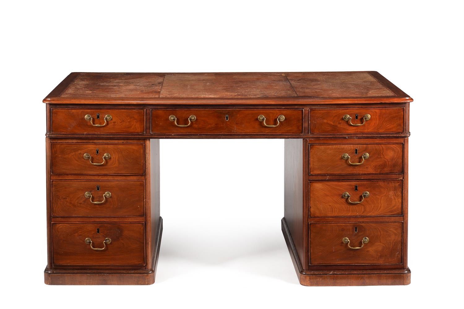 A VICTORIAN MAHOGANY PARTNER'S DESK IN GEORGE III STYLE