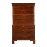 A GEORGE III MAHOGANY CHEST ON CHEST