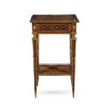 A CALAMANDER, MARQUETRY AND GILT METAL MOUNTED OCCASIONAL TABLE
