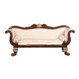 A REGENCY MAHOGANY AND GILTWOOD SETTEE