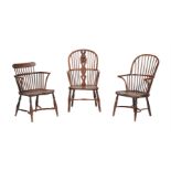 THREE ASSORTED YEW AND ELM 'THAMES VALLEY' CHAIRS