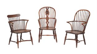 THREE ASSORTED YEW AND ELM 'THAMES VALLEY' CHAIRS