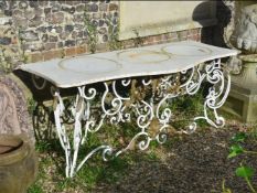 A WHITE PAINTED AND GILT CONSOLE TABLE