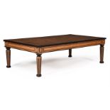 A MODERN WALNUT AND EBONISED LOW TABLE