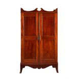 A VICTORIAN MAHOGANY TWO DOOR WARDROBE