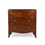 A GEORGE III MAHOGANY AND SATINWOOD BANDED CHEST OF DRAWERS