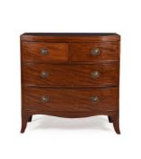 A GEORGE III MAHOGANY AND SATINWOOD BANDED CHEST OF DRAWERS