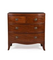 A GEORGE III MAHOGANY AND SATINWOOD BANDED CHEST OF DRAWERS