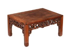 Y A CHINESE EXOTIC HARDWOOD, PROBABLY HUANGHUALI, LOW CENTRE OR 'OPIUM' TABLE