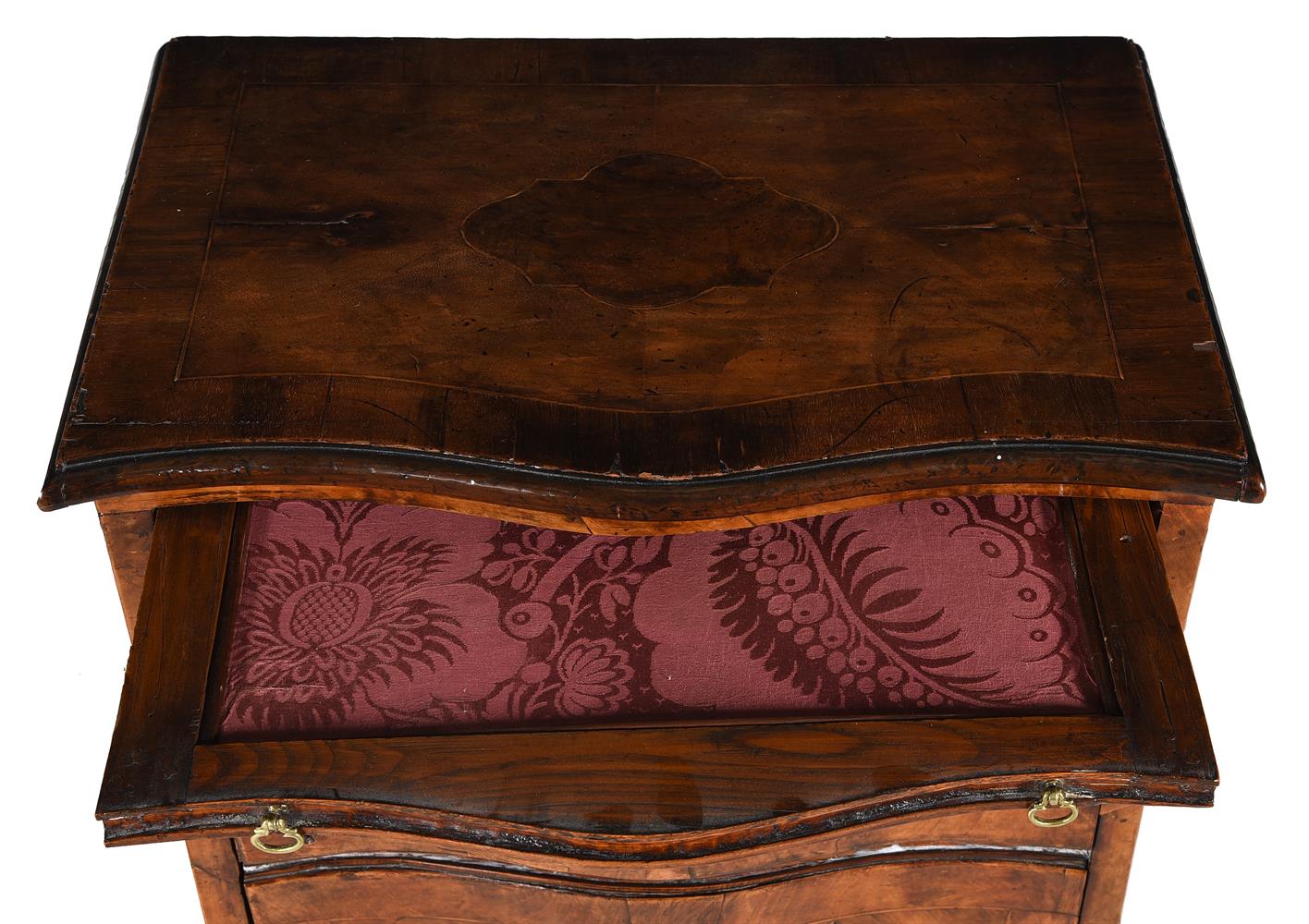 A WALNUT SERPENTINE CHEST OR COMMODE - Image 5 of 5
