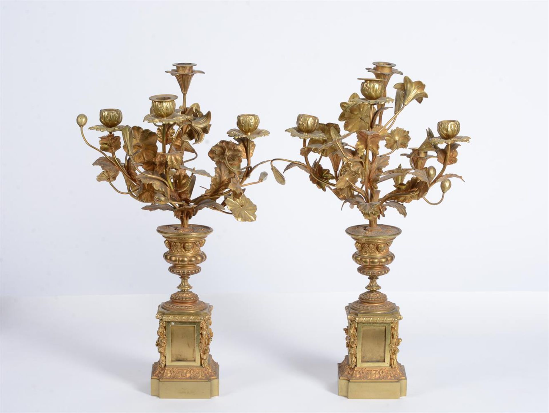 A PAIR OF GILT METAL CANDELABRA - Image 2 of 2