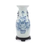 A CHINESE CELADON-GROUND BLUE PAINTED VASE