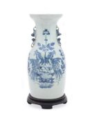 A CHINESE CELADON-GROUND BLUE PAINTED VASE