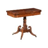 Y A GEORGE IV ROSEWOOD AND SATINWOOD BANDED CARD TABLE