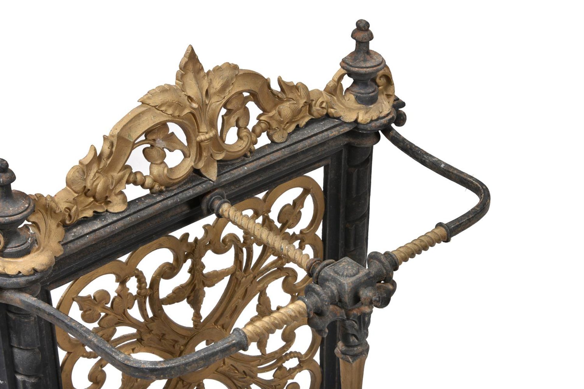 A LATE VICTORIAN CAST IRON AND PARCEL GILT STICK STAND, LATE 19TH CENTURY - Bild 2 aus 2