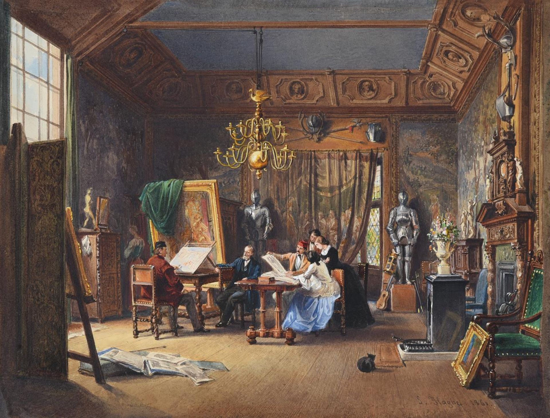 LOUIS HAGHE (BELGIAN 1806-1885), THE ARTIST STUDIO
