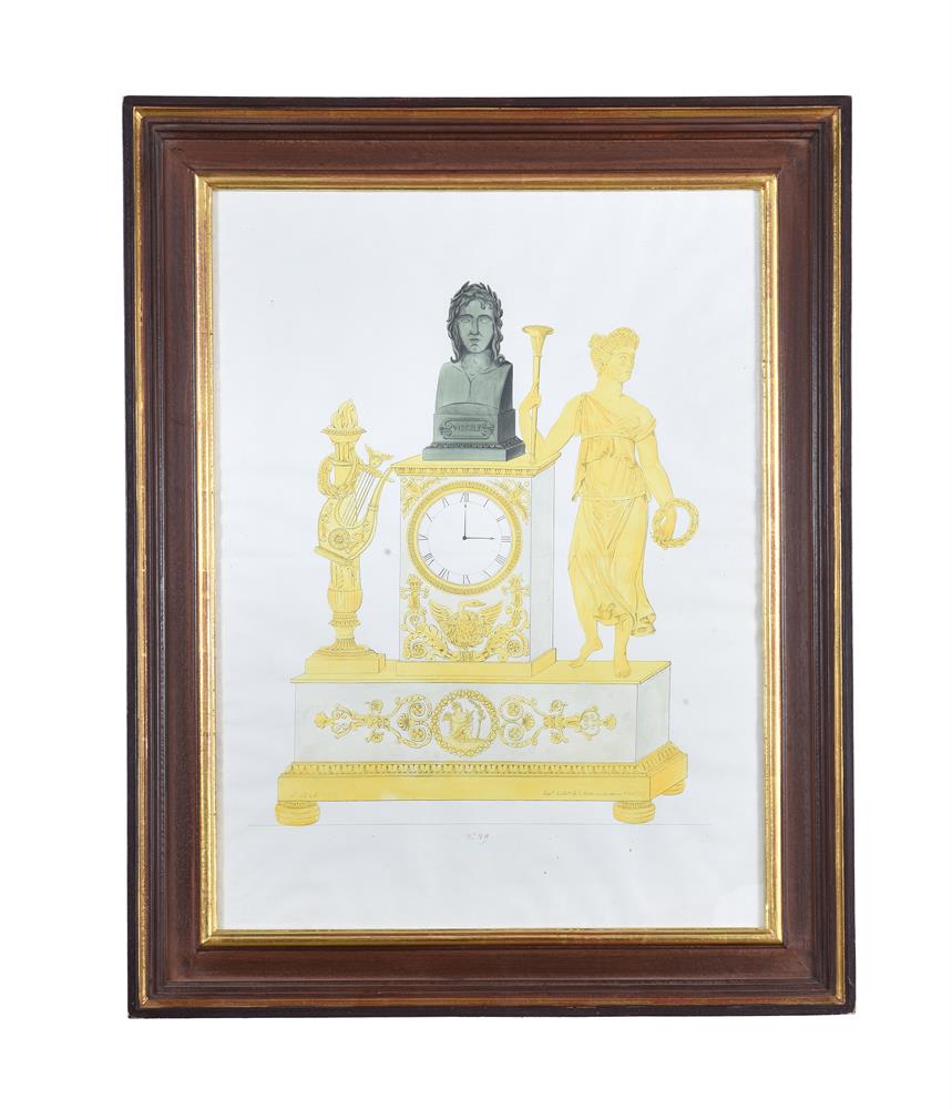 FRENCH SCHOOL (CIRCA 1820), THREE DESIGNS FOR ALLEGORICAL CLOCKS - Image 2 of 4