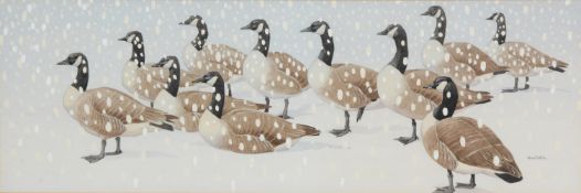 λ NOEL WILLIAM CUSA (BRITISH 1909-1990), SNOWSTORM, CANADA GEESE