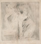 PAUL-CESAR HELLEU (FRENCH 1859-1927), 'DEVANT LE MIROIR' AND 'JEUNE FEMME ALLONGEE'