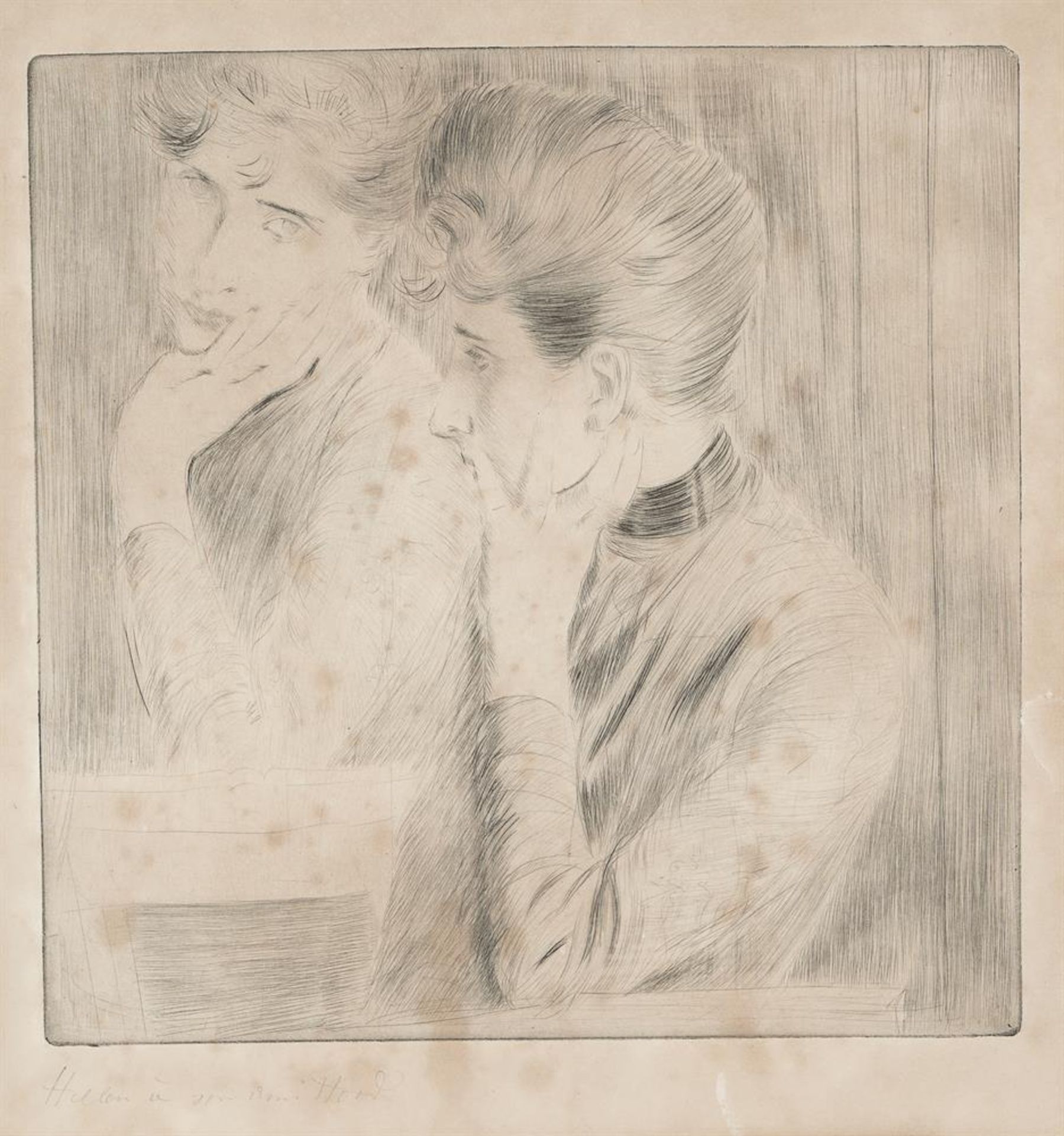PAUL-CESAR HELLEU (FRENCH 1859-1927), 'DEVANT LE MIROIR' AND 'JEUNE FEMME ALLONGEE'