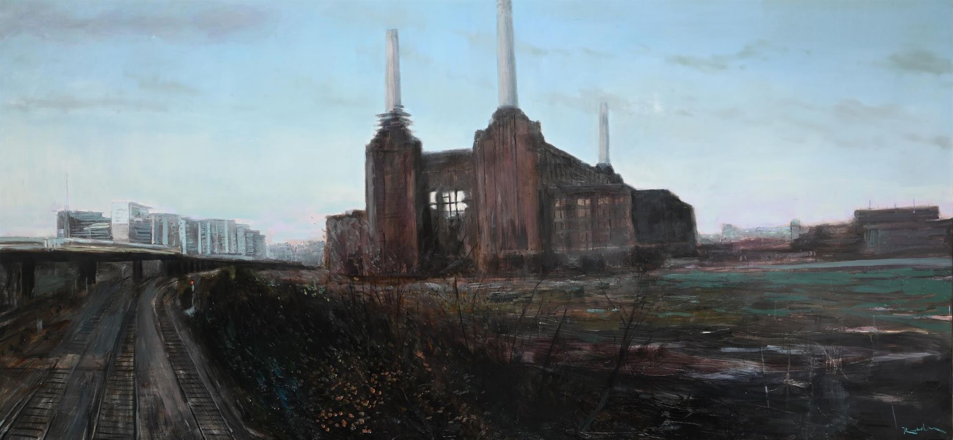 λ REUBEN COLLEY (BRITISH B. 1976), VIEW OF THE THAMES WITH BATTERSEA POWER STATION