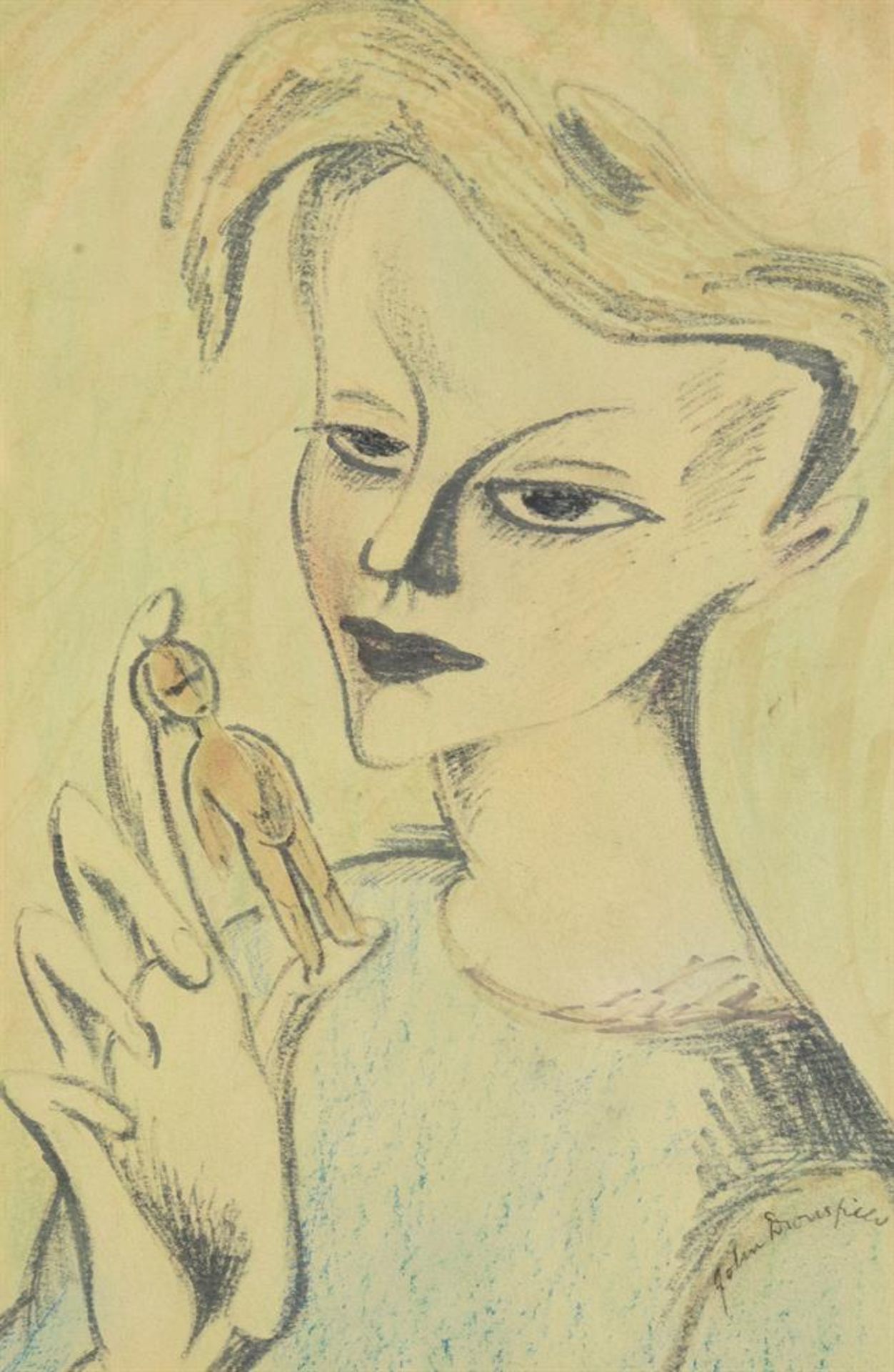 JOHN DRONSFIELD (SOUTH AFRICAN 1900-1951), WOMAN WITH DOLL