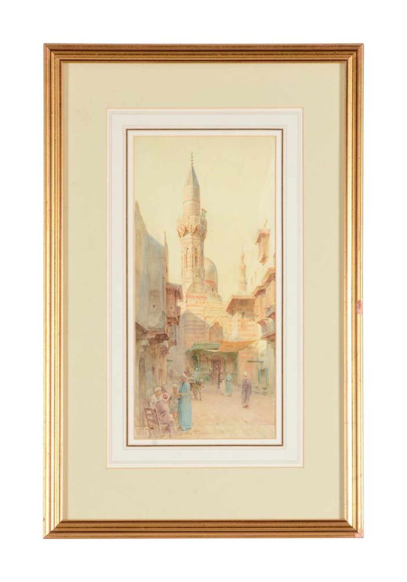 WALTER FREDERICK ROOFE TYNDALE (BRITISH 1855-1943), A BUSTLING STREET IN CAIRO WITH A MINARET - Image 2 of 3