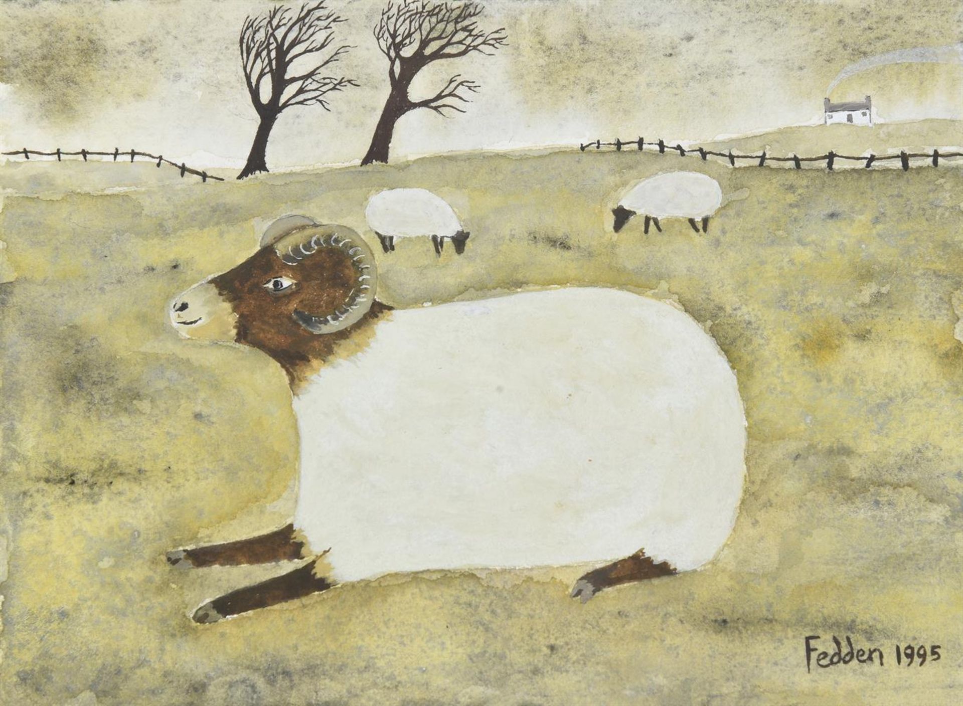 λ MARY FEDDEN (BRITISH 1915-2012), SHEEP IN A FIELD