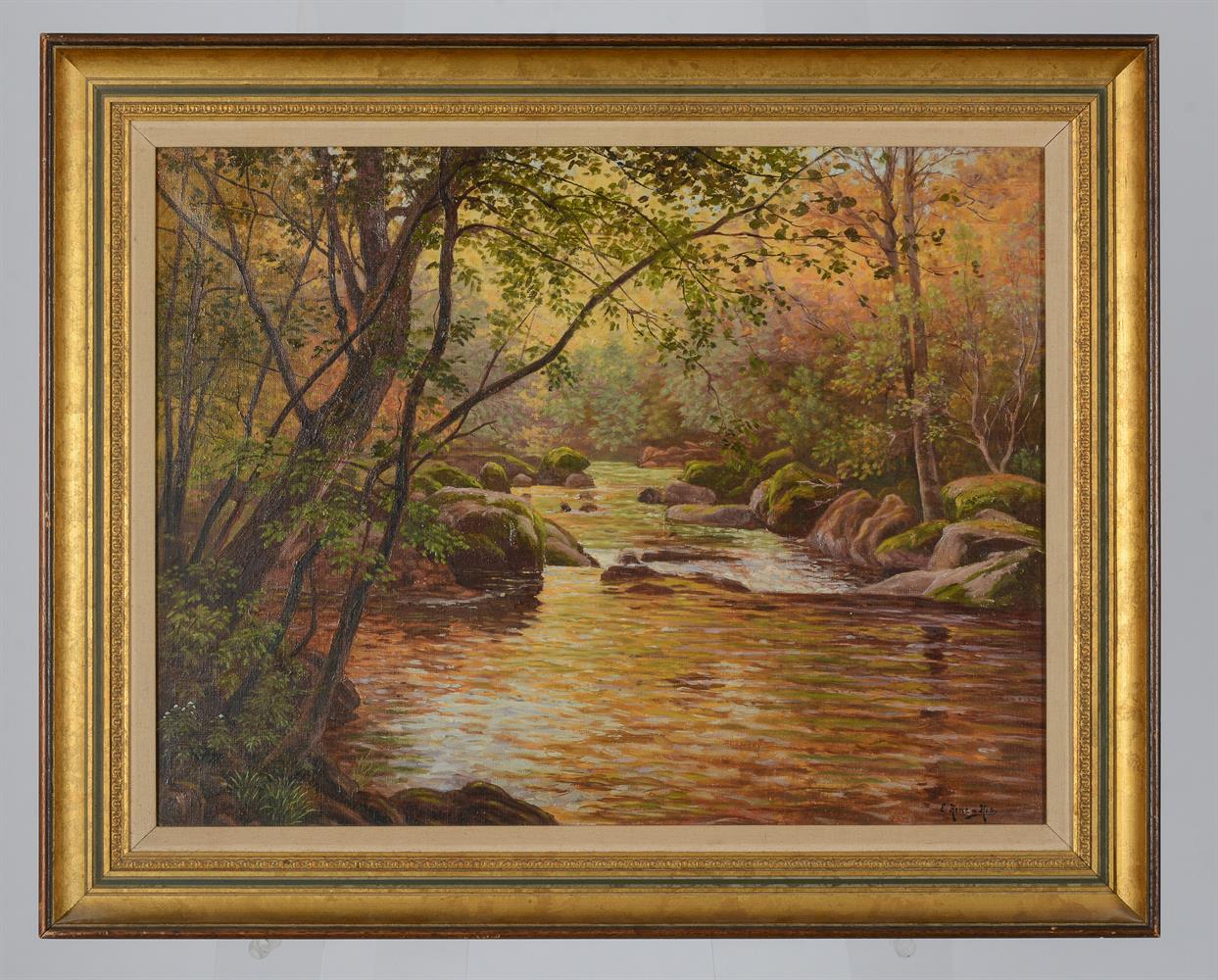 λ RENE CHARLES EDMOND HIS (FRENCH 1877-1960), FLOWING WATER THROUGH AUTUMN GLADE - Image 2 of 4