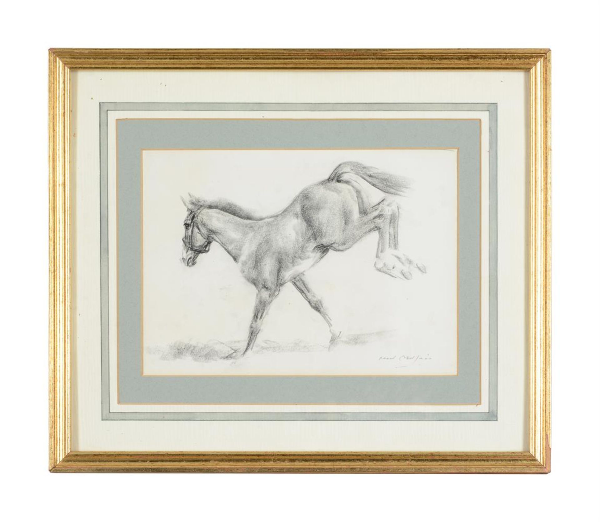 λ RAOUL MILLAIS (BRITISH 1901-1999), TWO HORSES CHARGING - Image 4 of 5