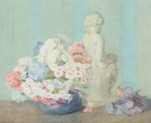 ADELAIDE LOUISE SPARK (BRITISH 19TH/20TH CENTURY), STILL LIFE OF FLOWERS AND A STATUE