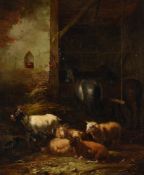 JOSEPH JODOCUS MOERENHOUT (FLEMISH 1801-1874), SHEEP, GOATS AND HORSES IN A BARN