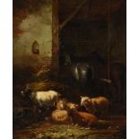 JOSEPH JODOCUS MOERENHOUT (FLEMISH 1801-1874), SHEEP, GOATS AND HORSES IN A BARN