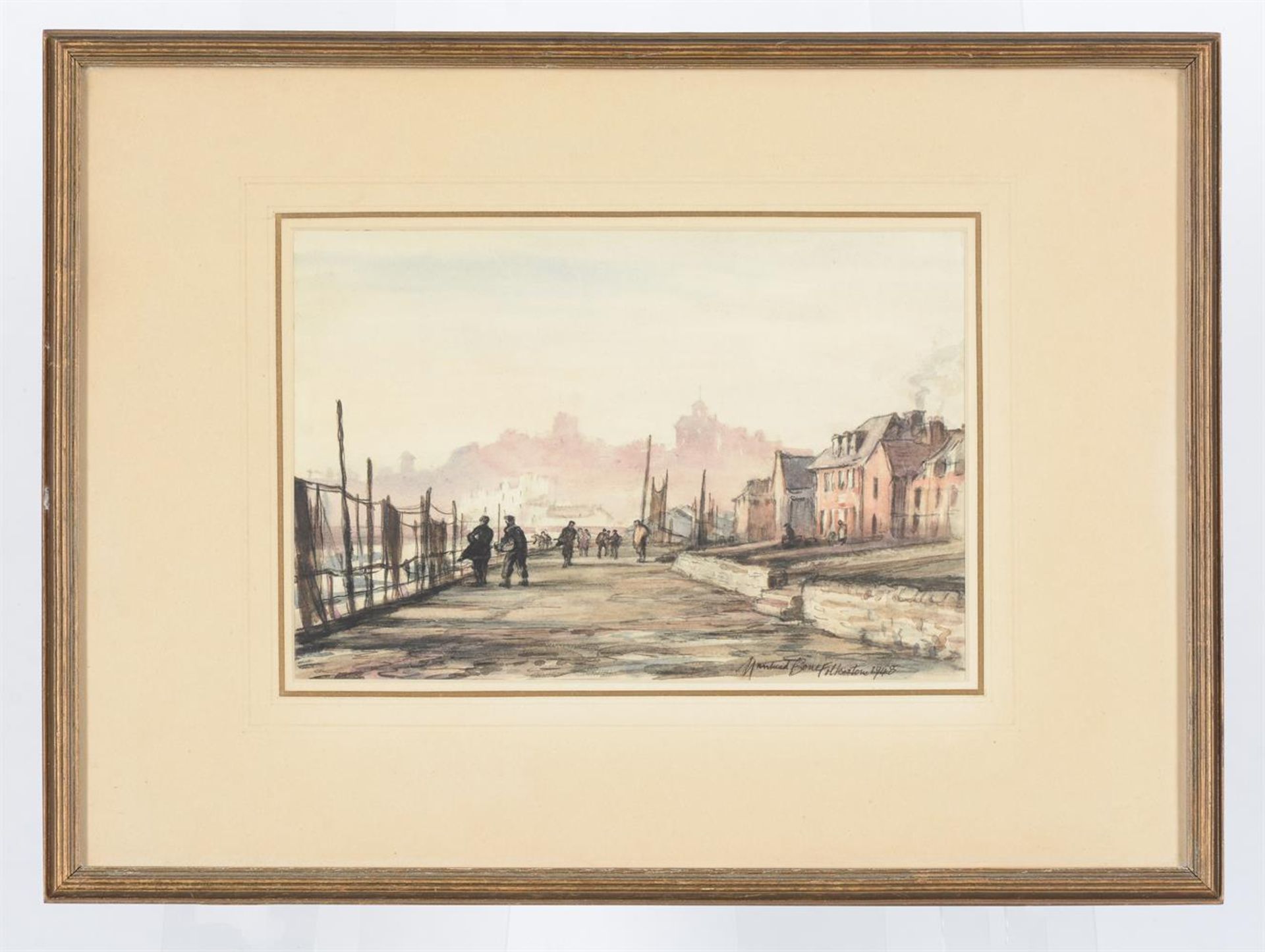 λ DAVID MUIRHEAD BONE (1876-1953), MORNING, FOLKESTONE, FROM THE FISHERMEN'S QUARTERS - Image 2 of 4