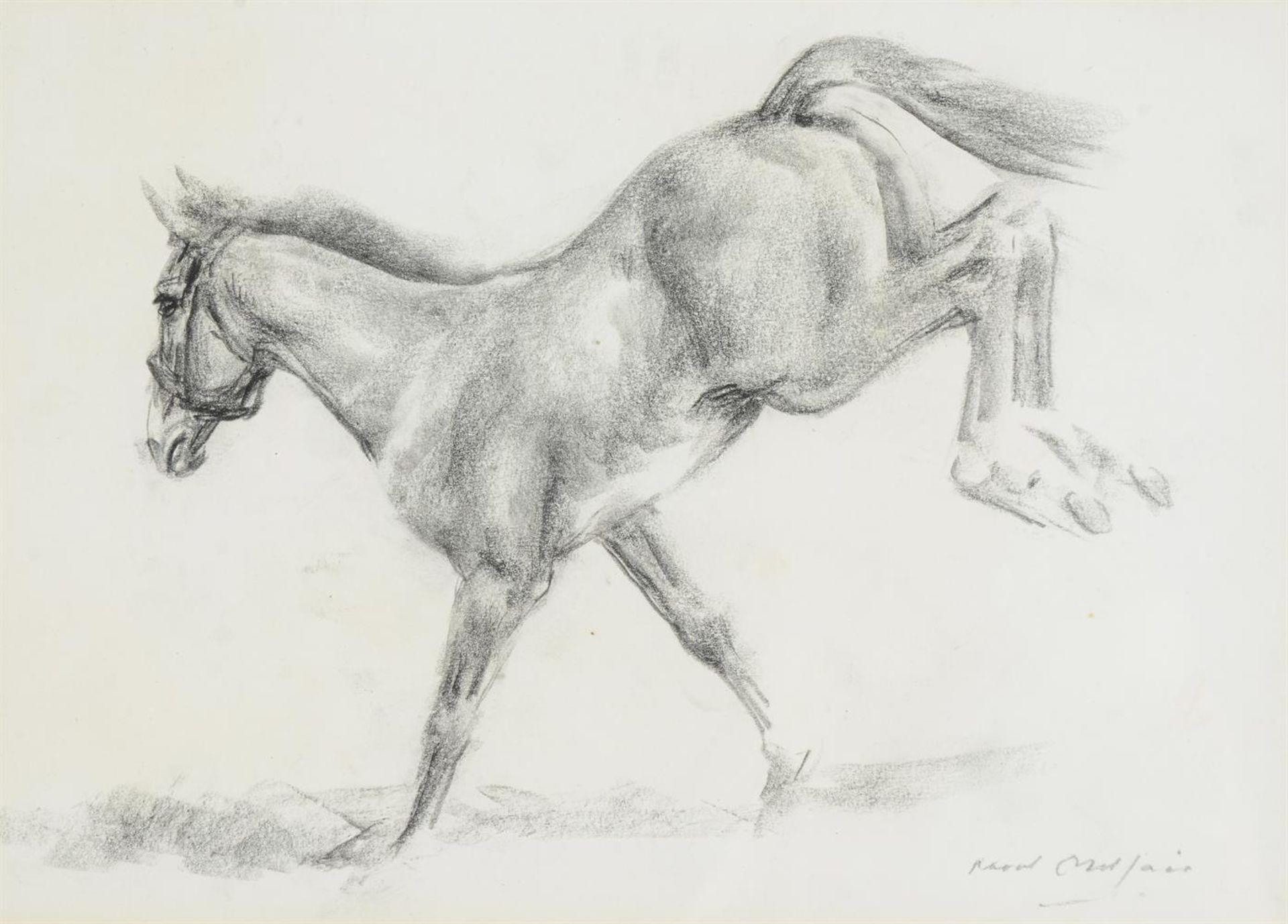 λ RAOUL MILLAIS (BRITISH 1901-1999), TWO HORSES CHARGING - Image 2 of 5