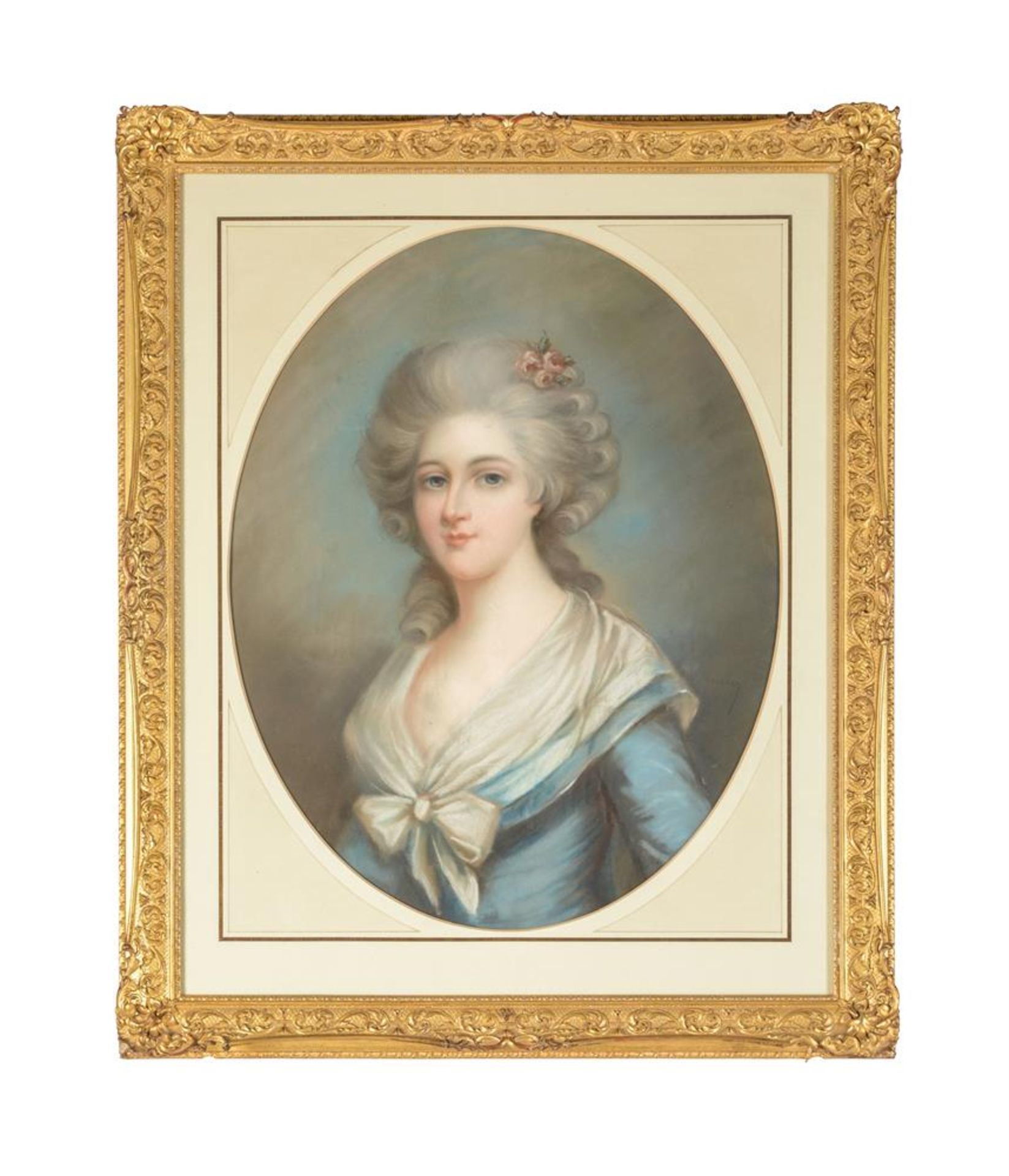FRENCH SCHOOL (18TH CENTURY), PORTRAIT OF A LADY IN A BLUE DRESS - Image 2 of 2