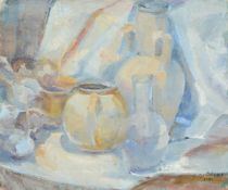 λ S. DOIDEAU (FRENCH SCHOOL FL. 1950), STILL LIFE OF JUG AND VASES