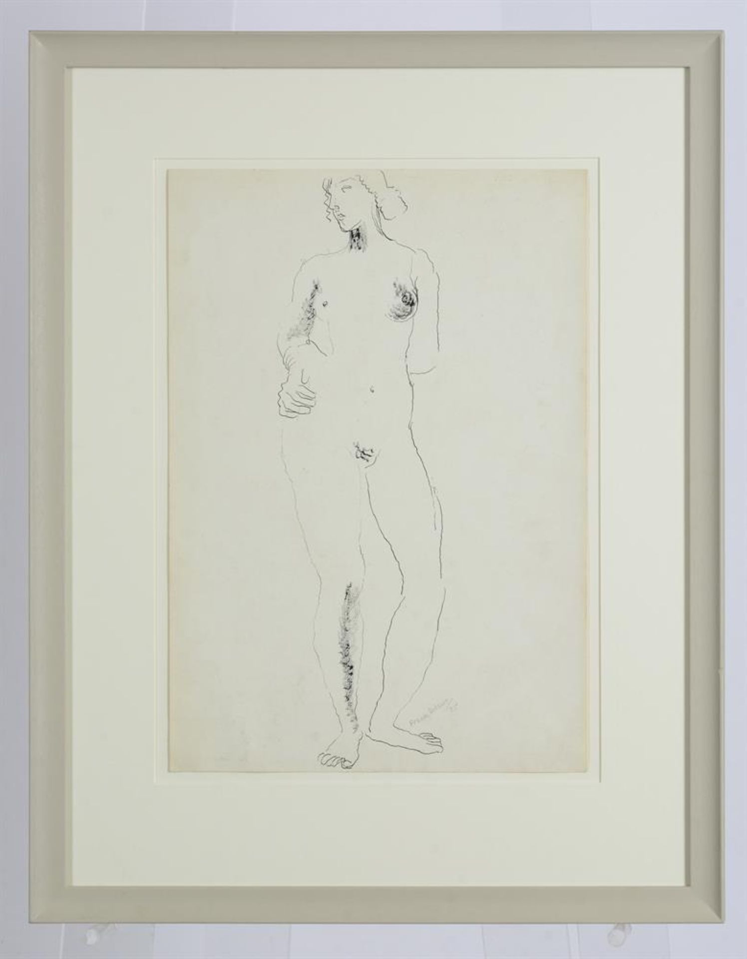 λ FRANK DOBSON (BRITISH 1886-1963), STANDING NUDE WITH HAND ON HIP - Image 2 of 3